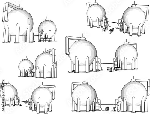 Advanced and dangerous nuclear atomic chemical reactor design vector sketch