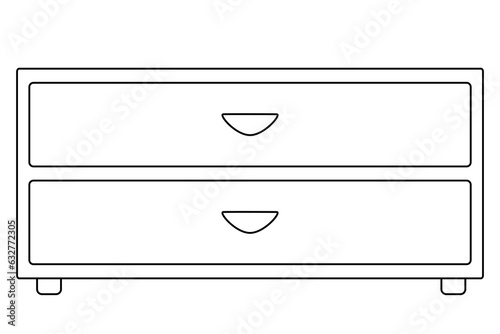 Tv stand, commode or bedside table, doodle style flat vector outline for coloring book