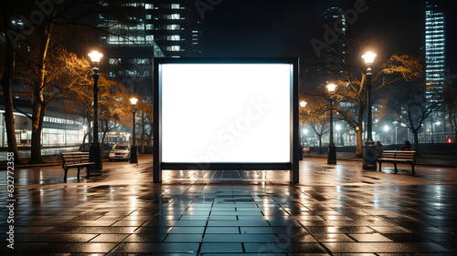 Mock up showcasing a vacant advertising light box at night