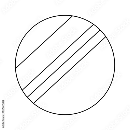 Simple round frameless mirror with reflection, doodle style flat vector outline for coloring book