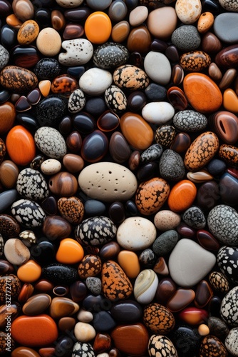 A close up of a bunch of rocks. Texture with colorful pebbles, natural background.