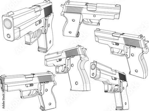 Vector illustration sketch of gun fighting equipment with bullets