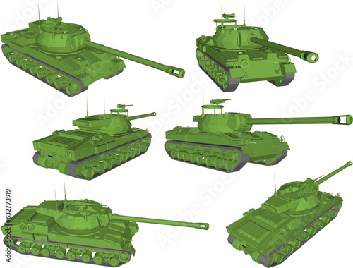 Vector illustration sketch of tank fighting equipment with long cannon