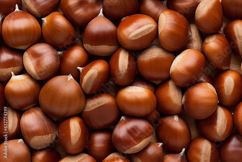 Abundance of fresh and healthy hazelnuts background texture