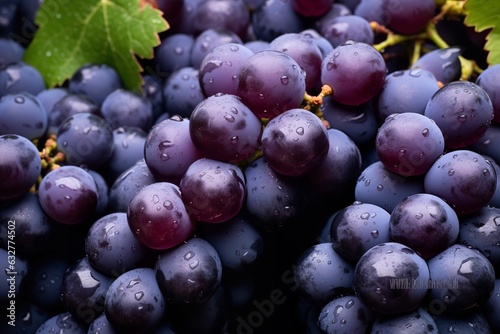 Abundance of fresh and healthy grapes vine fruit background texture