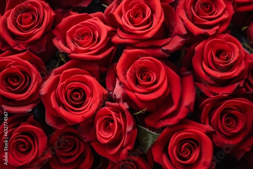 Abundance of fresh and beautiful red roses background texture