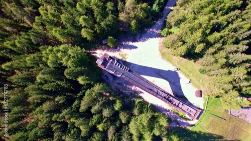 Aerial view of the Ski jumping hill of Cortina d'Ampezzo, Veneto, Italy
