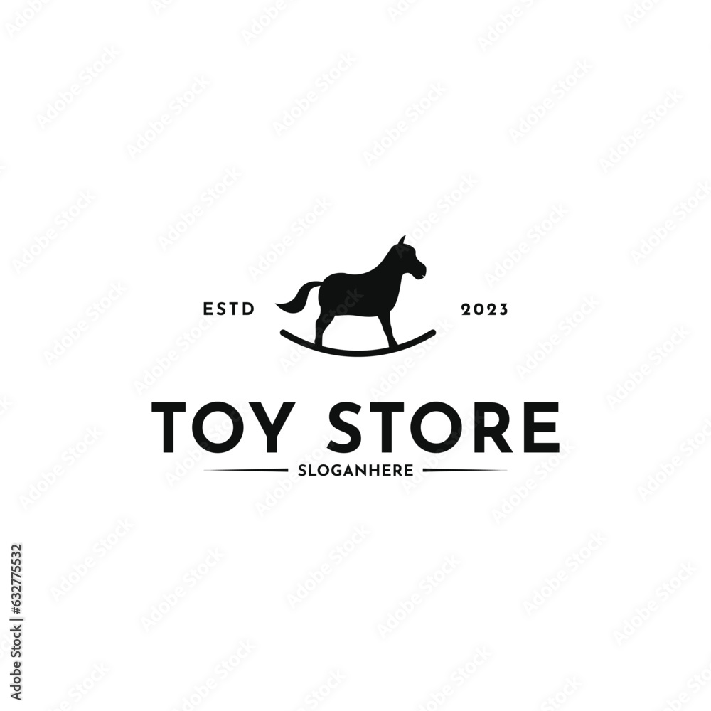 Toy store silhouette logo design idea with horse animal symbol