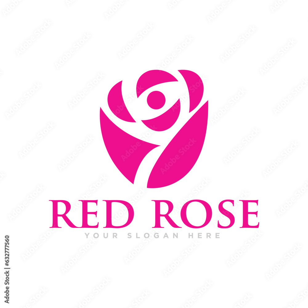 Fototapeta premium Red Rose Flower Logo Design Illustration