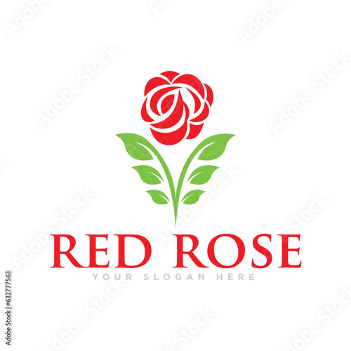 Red Rose Flower Logo Design Illustration