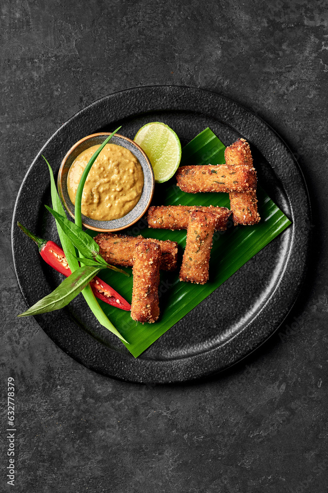 Thai style crab fingers with spicy peanut dipping sauce Stock Photo Adobe Stock