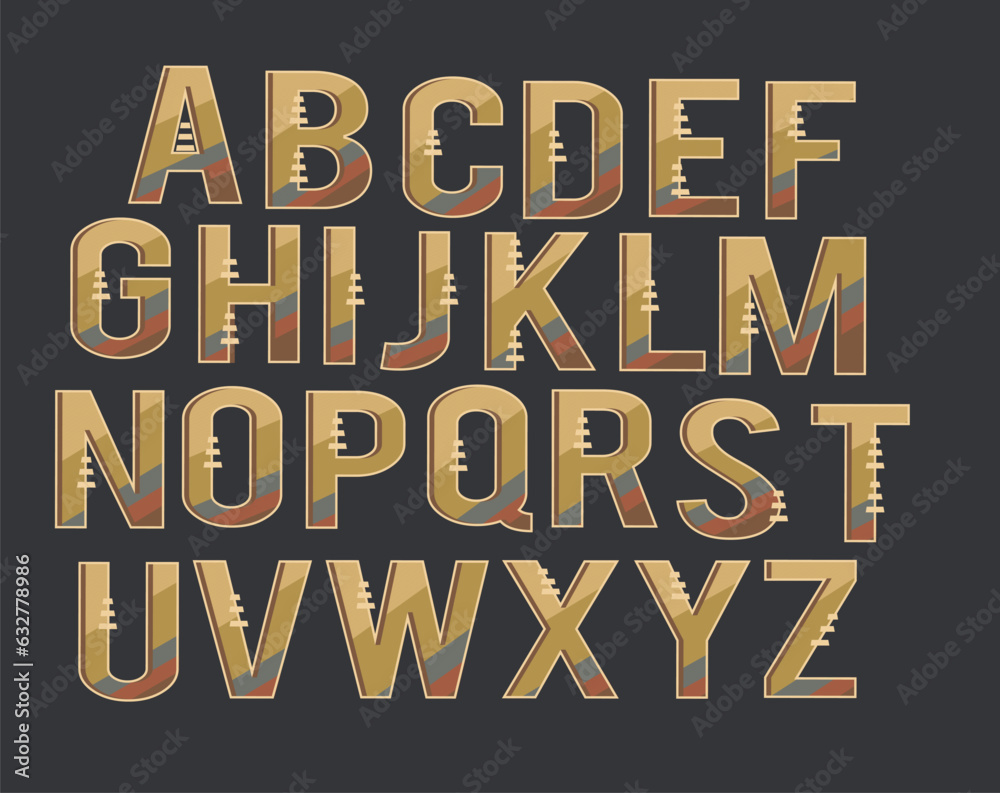 Retro pattern font, alphabet letters font
