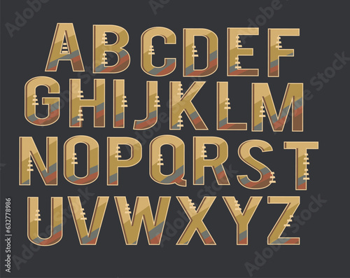 Retro pattern font, alphabet letters font