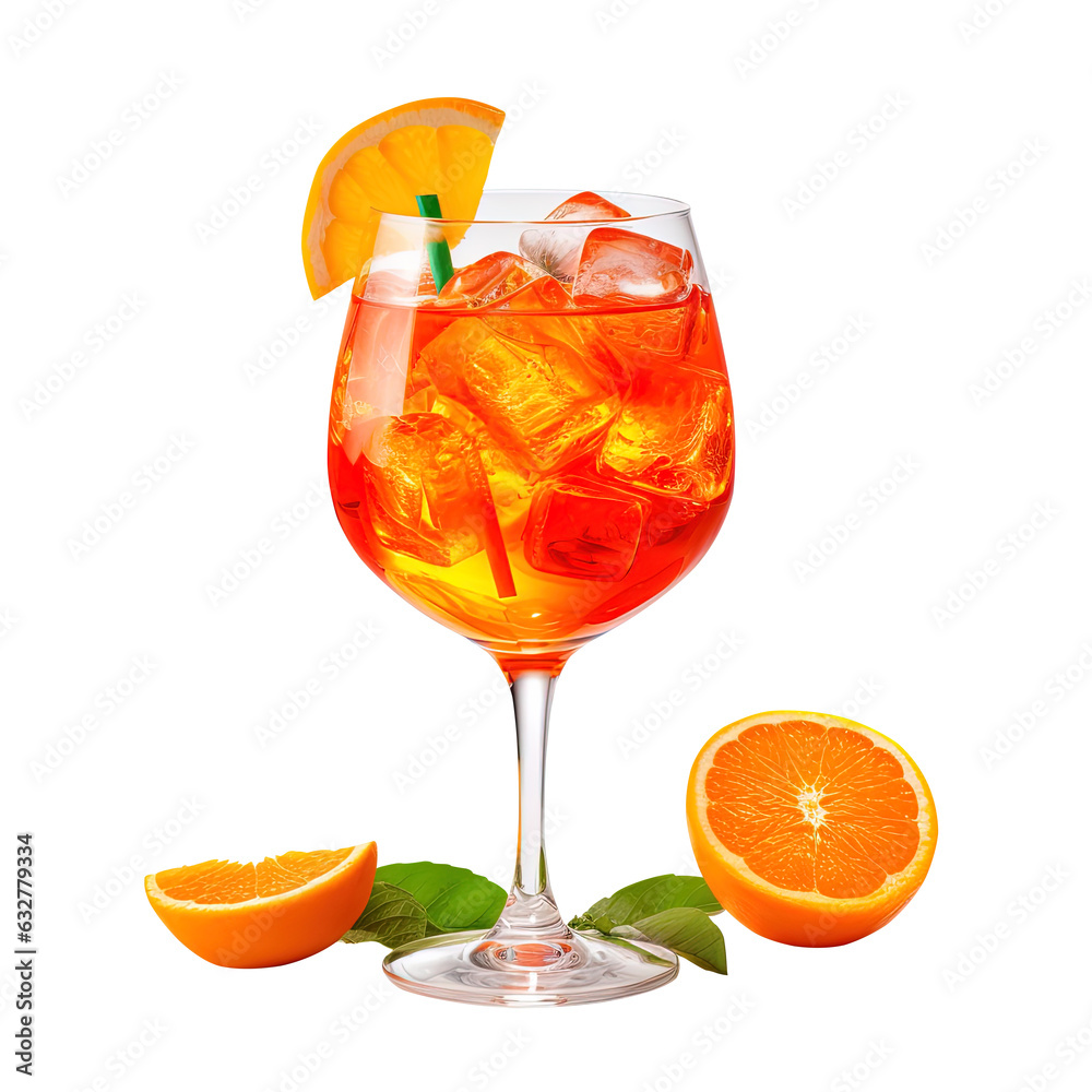 Aperol spritz cocktail isolated on transparent background Stock