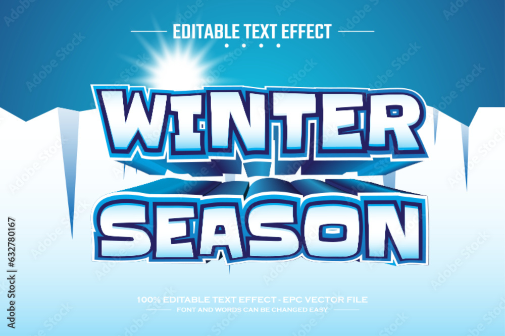 Winter 3D editable text effect template Winter 3D editable text effect template