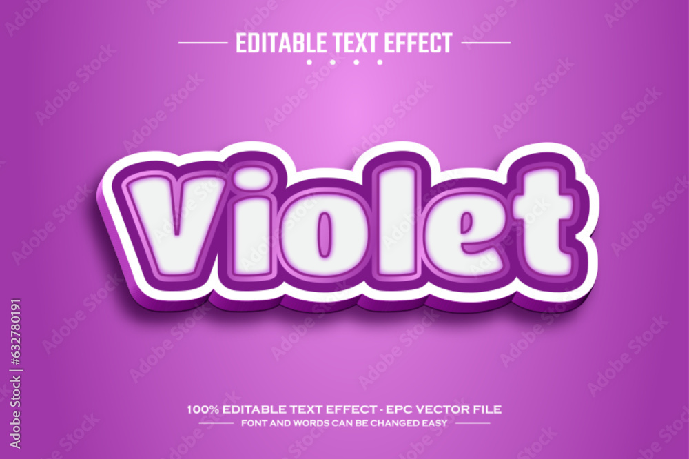 Violet 3D editable text effect template Violet 3D editable text effect template