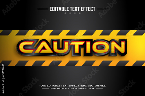 Caution 3D editable text effect template