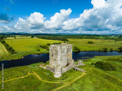 Threave Castle from a drone, Kirkcudbrightshire, Dumfries and Galloway, Scotland, UK photo