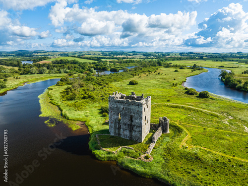Threave Castle from a drone, Kirkcudbrightshire, Dumfries and Galloway, Scotland, UK photo
