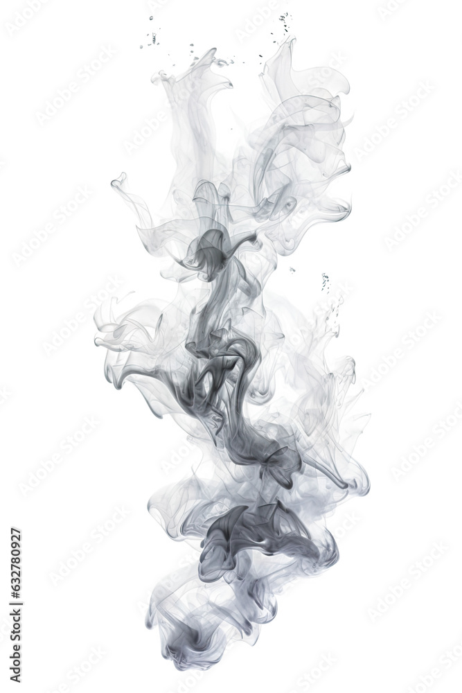 Fototapeta premium dripping liquid smoke frozen in an abstract futuristic 3d texture isolated on a transparent background, generative ai