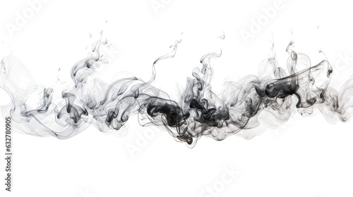 dripping liquid smoke frozen in an abstract futuristic 3d texture isolated on a transparent background, generative ai