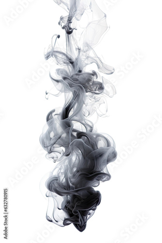 dripping liquid smoke frozen in an abstract futuristic 3d texture isolated on a transparent background, generative ai