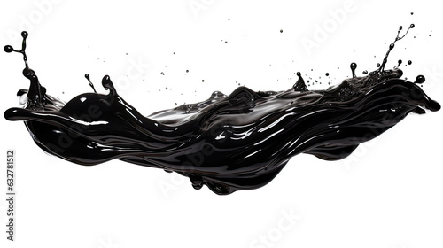 gleaming liquid obsidian frozen in an abstract futuristic 3d texture isolated on a transparent background, generative ai
