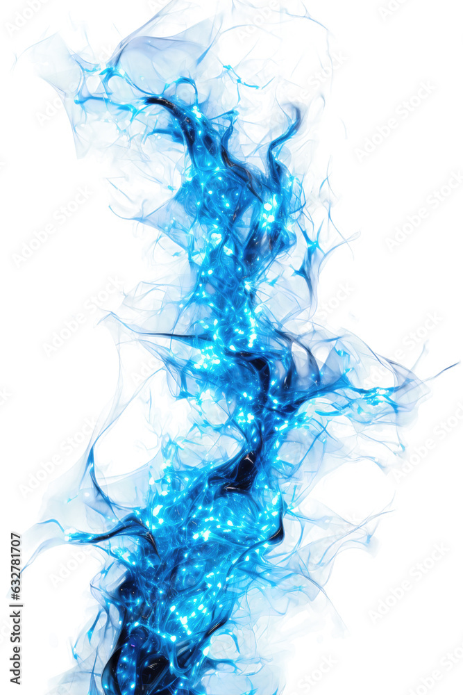 Fototapeta premium glowing electric currents frozen in an abstract futuristic 3d texture isolated on a transparent background, generative ai