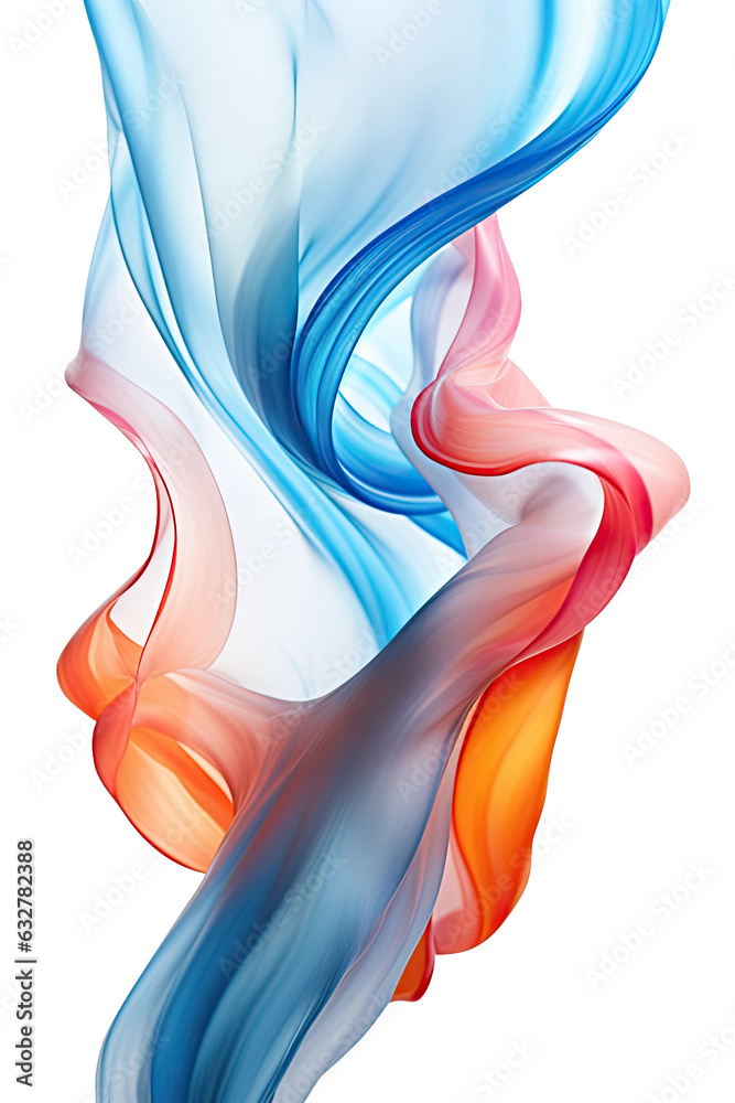 Obraz premium liquid silk ribbons frozen in an abstract futuristic 3d texture isolated on a transparent background, generative ai