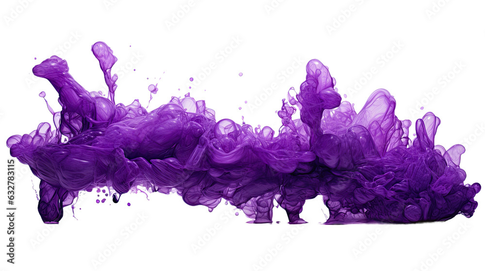 radiant liquid amethyst frozen in an abstract futuristic 3d texture isolated on a transparent background, generative ai