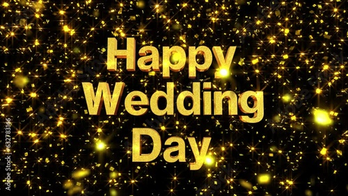 [Happy wedding day] Sans-serif, Background Gold Confetti 30sec Loop Text Logo  photo