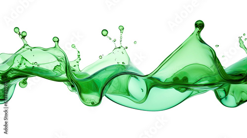 splashing liquid jade green frozen in an abstract futuristic 3d texture isolated on a transparent background, generative ai