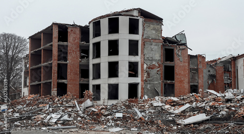 City destroyed by earthquake in ruins total loss of houses