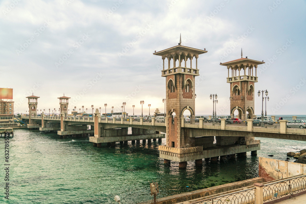 Stanley bridge on the mediterranean sea in Alexandria, Egypt