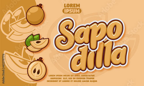  sapodilla text effect with sapodilla icon background photo