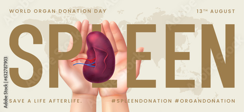 World organ donation day with spleen for transplantation, saving lives, artwork, print, doodle, vector illustration (Vector)