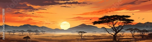 a sunset over a desert