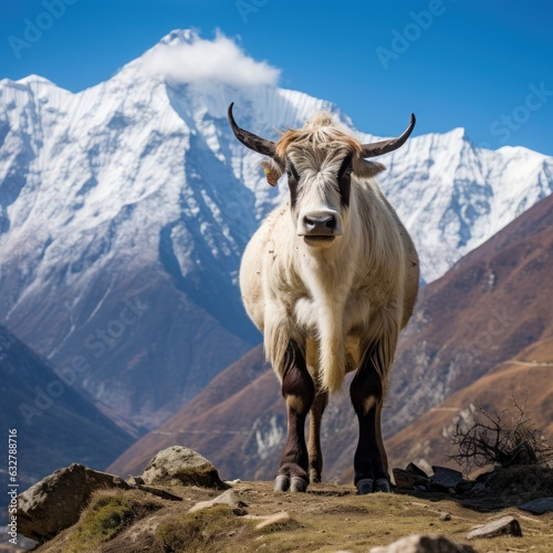 a goat standing on a rocky hill © sam