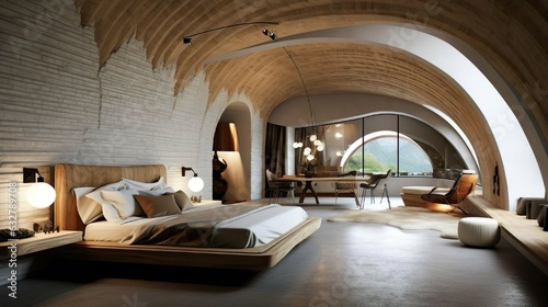 a high-quality wooden bedroom interior