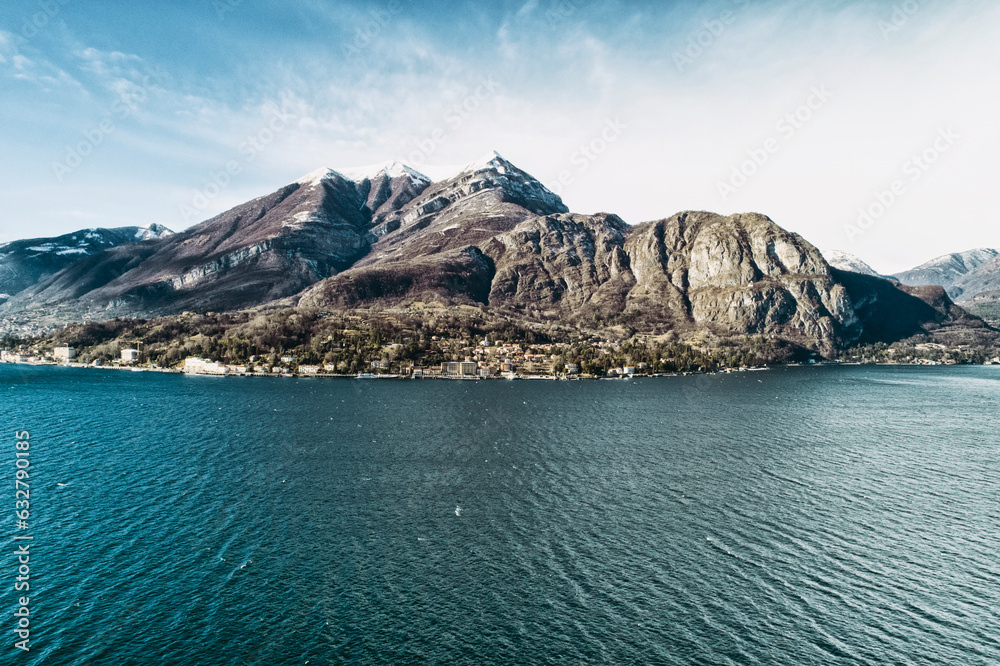Obraz premium Aerial view of lake Como with the Alps and villages around the lake, Como, Italy