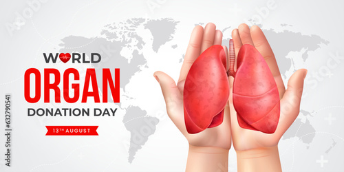 World organ donation day with lungs for transplantation, saving lives, artwork, print, doodle, vector illustration (Vector)