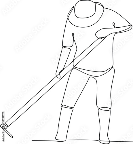 Continuous one line drawing of farmers or agricultural workers concept. Doodle vector illustration.