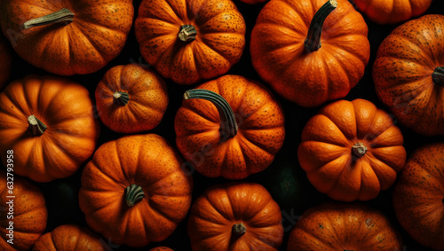 Top view of harvest pumpkins background © Harry