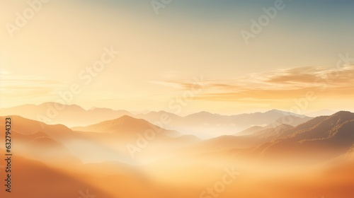Sunrise Over the Mountains, Natural Fog And Mountains Sunlight Background Blur 