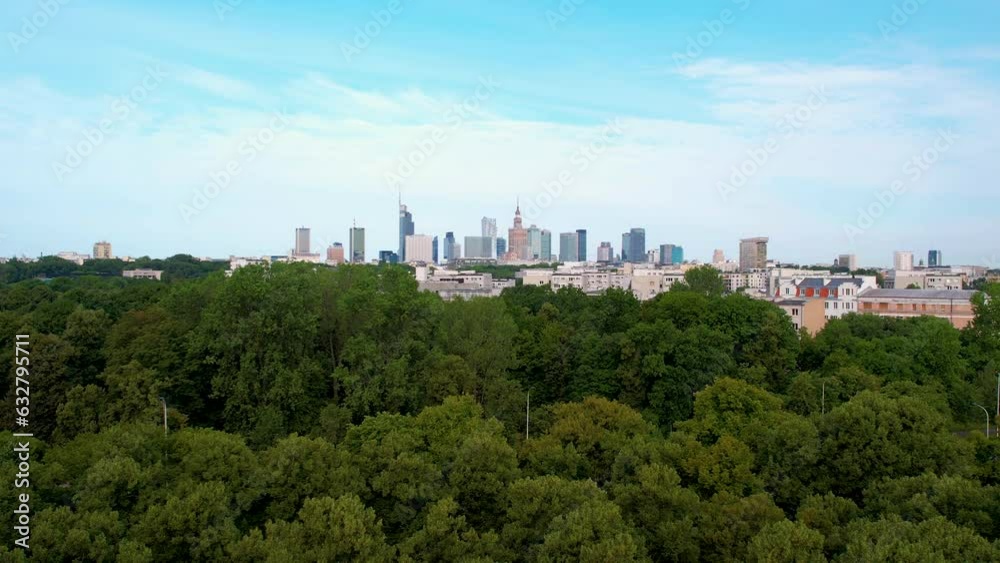 Nature taking over city. Landing drone in park of Warsaw. Nature taking over city. Landing drone in park of Warsaw.