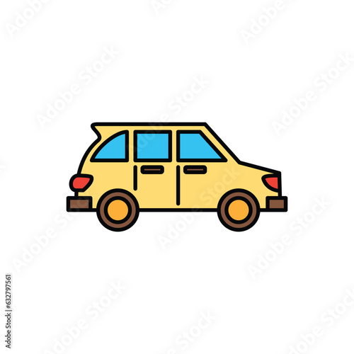 cute outline colored transportation icon 