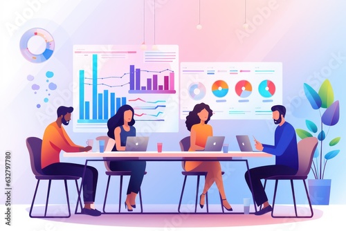 business meeting in conference room, Background Concept, artwork and digital art, Illustration, wallpaper, painting Abstract luxury, Mockup, generative AI