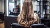 hairdresser styling a client's hair in a modern salon, generative ai