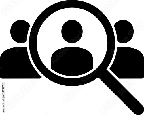 虫眼鏡と人物のアイコン素材　応募者と採用