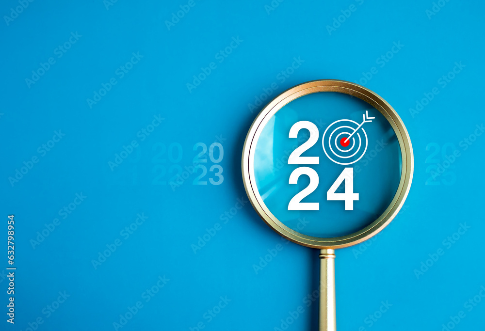 Happy new year 2024 with business concept banner. The big white 2024